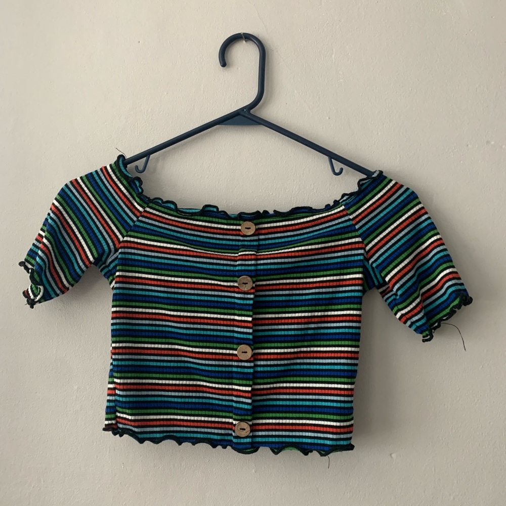 Ambiance Multicolored off the shoulder crop top